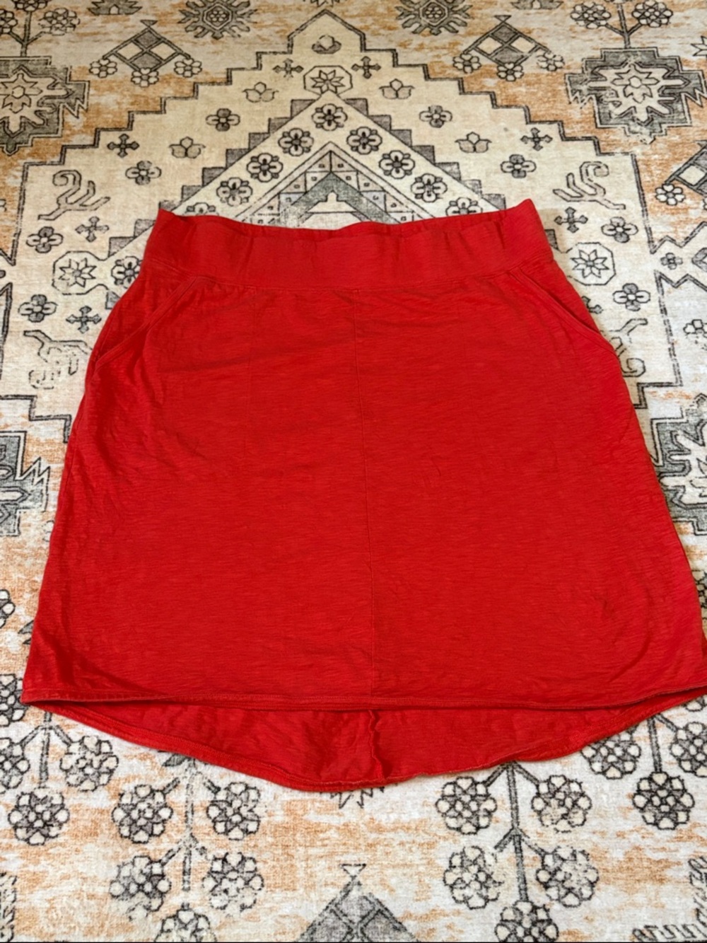 DULUTH TRADING CO L orange-red comfy skirt with wide comfort  band